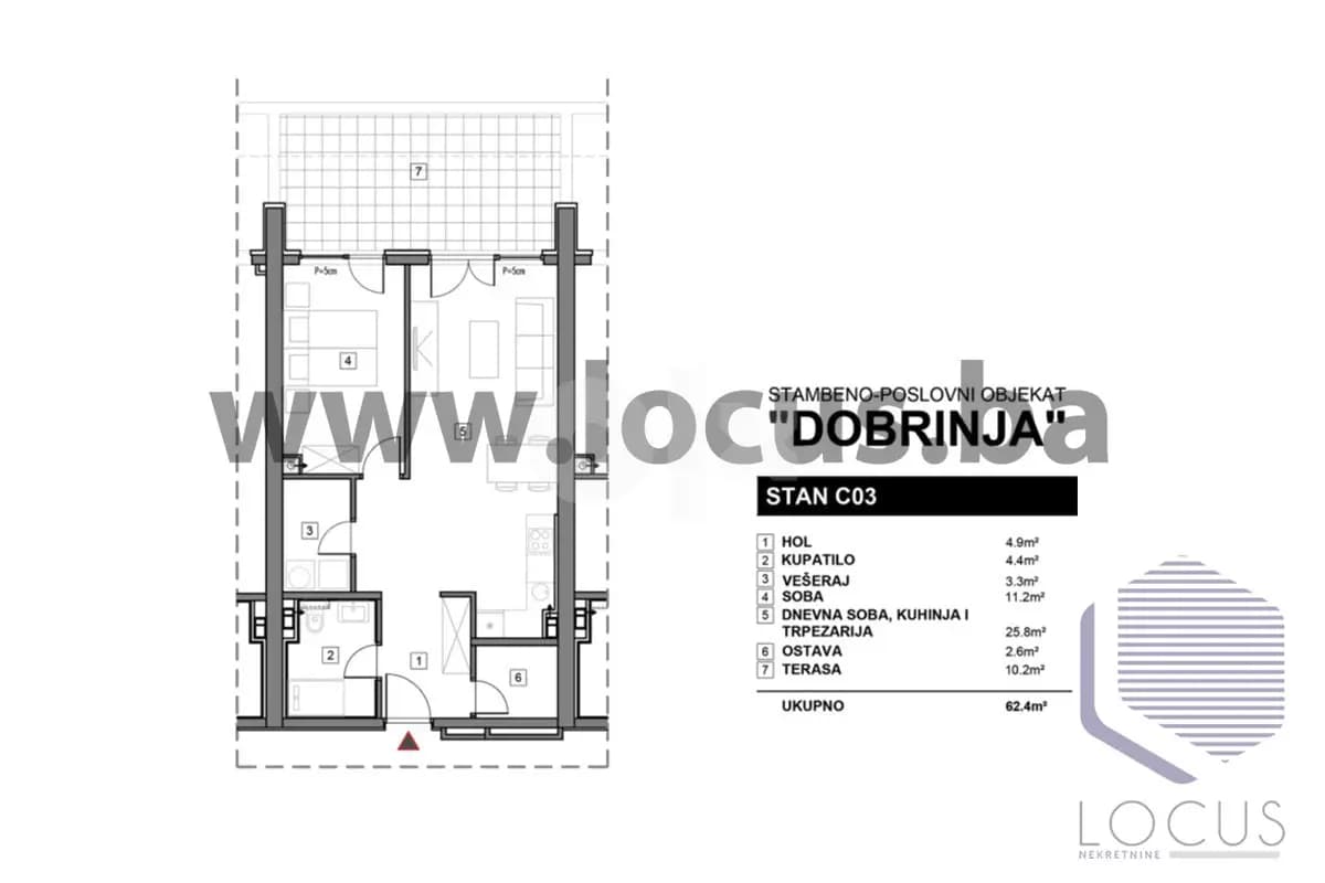 LOCUS prodaje: NOVOGRADNJA!!! Dvosobni stanovi, Dobrinja 2