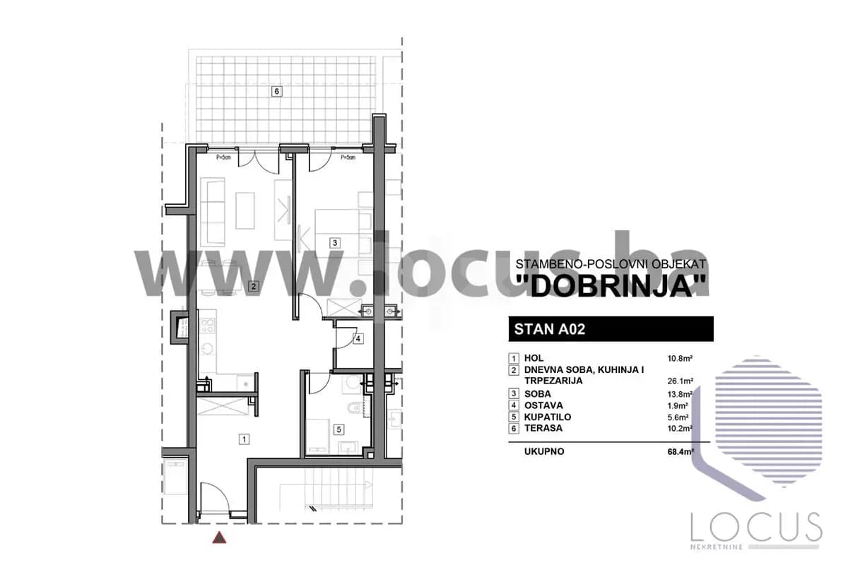 LOCUS prodaje: NOVOGRADNJA!!! Dvosobni stanovi, Dobrinja 5