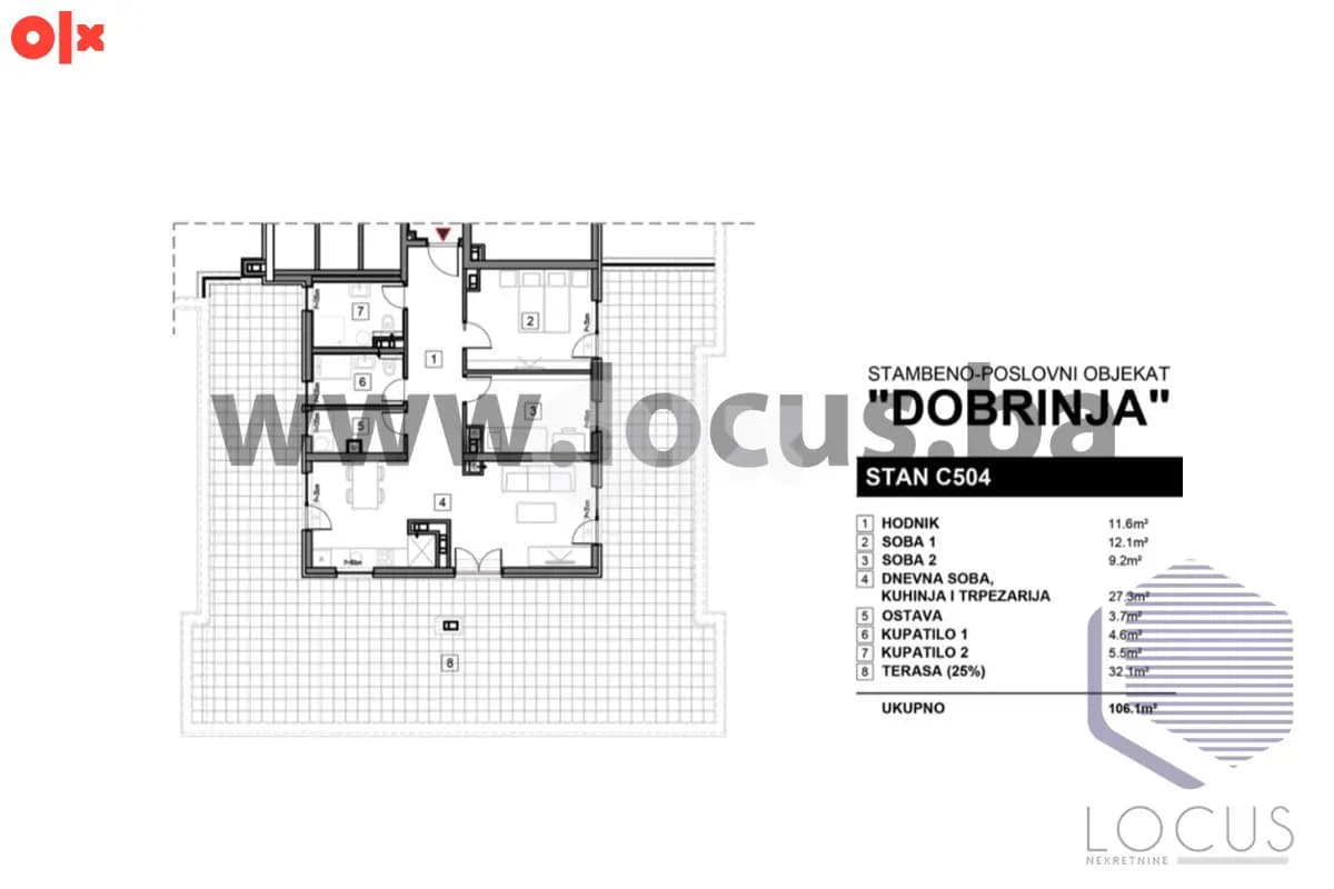 LOCUS prodaje: Trosoban stan, Braće Mulić, Dobrinja 4