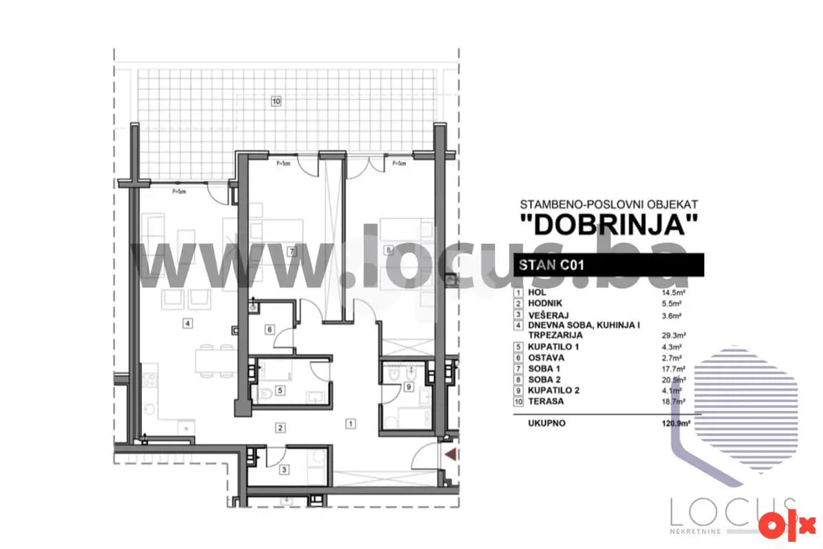 LOCUS prodaje: Trosoban stan, Braće Mulić, Dobrinja 5