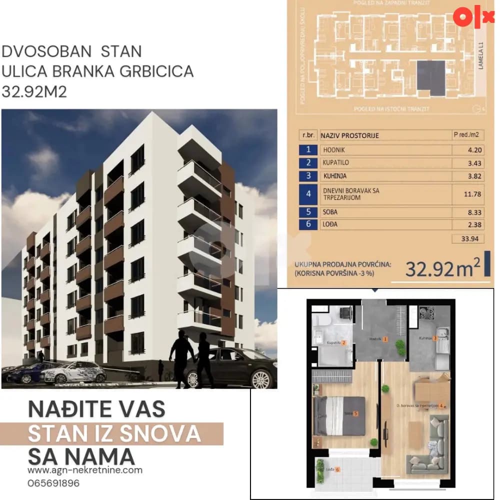 Stan 32.92m2, Banja Luka 2