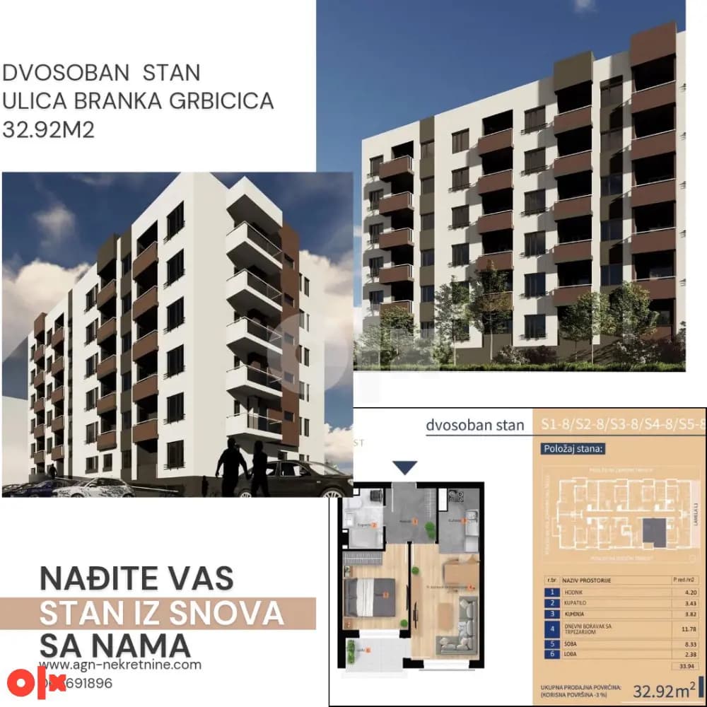 Stan 32.92m2, Banja Luka 1