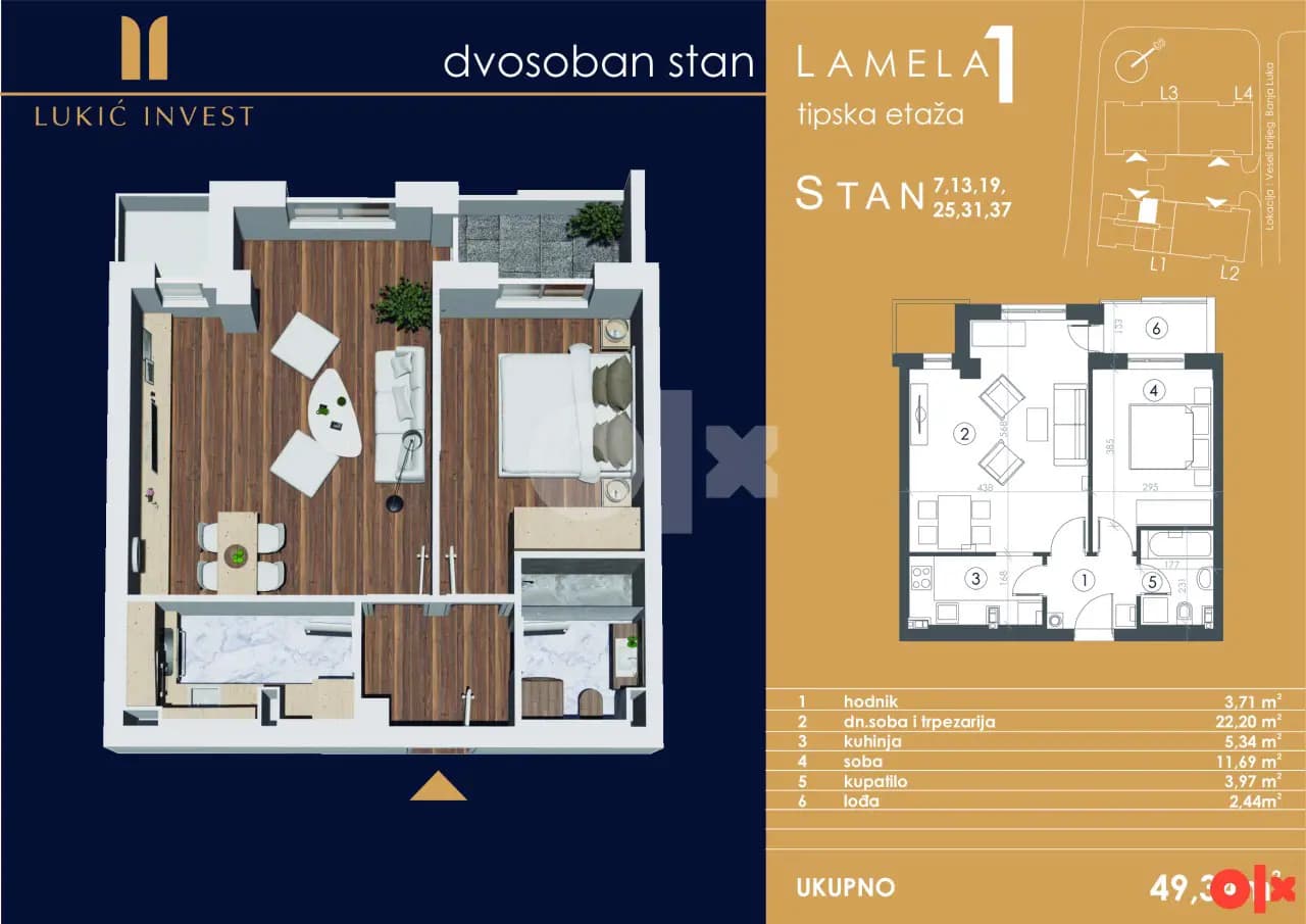 Stan Banja Luka 49,34m2 2