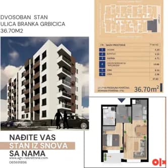 Stan Banja Luka 36.70m2, Lazarevo/Budzak 2